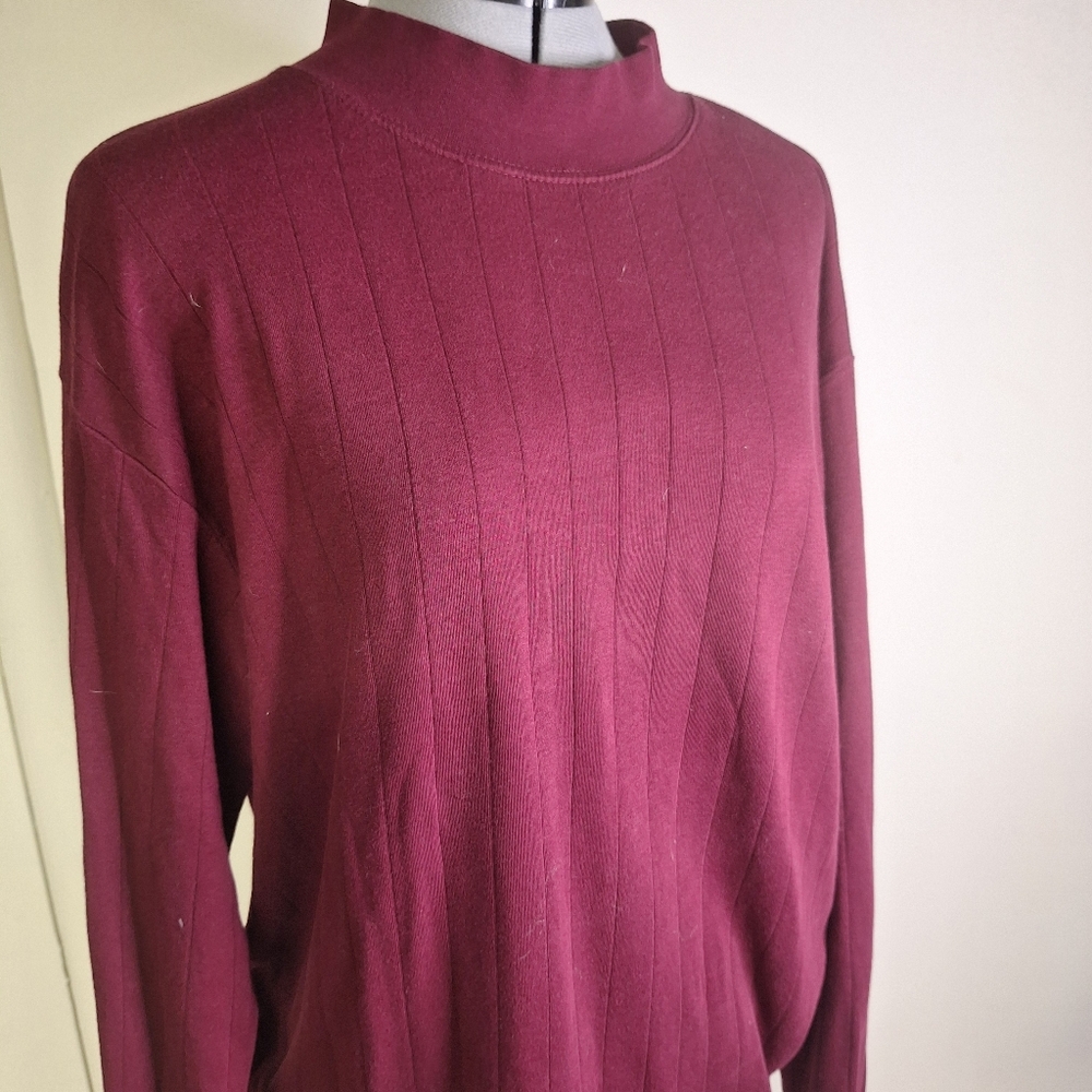 John Ashford Rich Burgundy Mock Turtleneck Sweater.                   Size Large